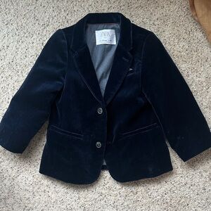 Zara Boys Midnight Blue Velvet Blazer